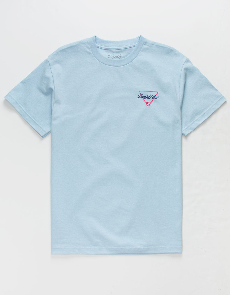 FRESH VIBES Vibe Palm Light Blue Mens T-Shirt image number 1