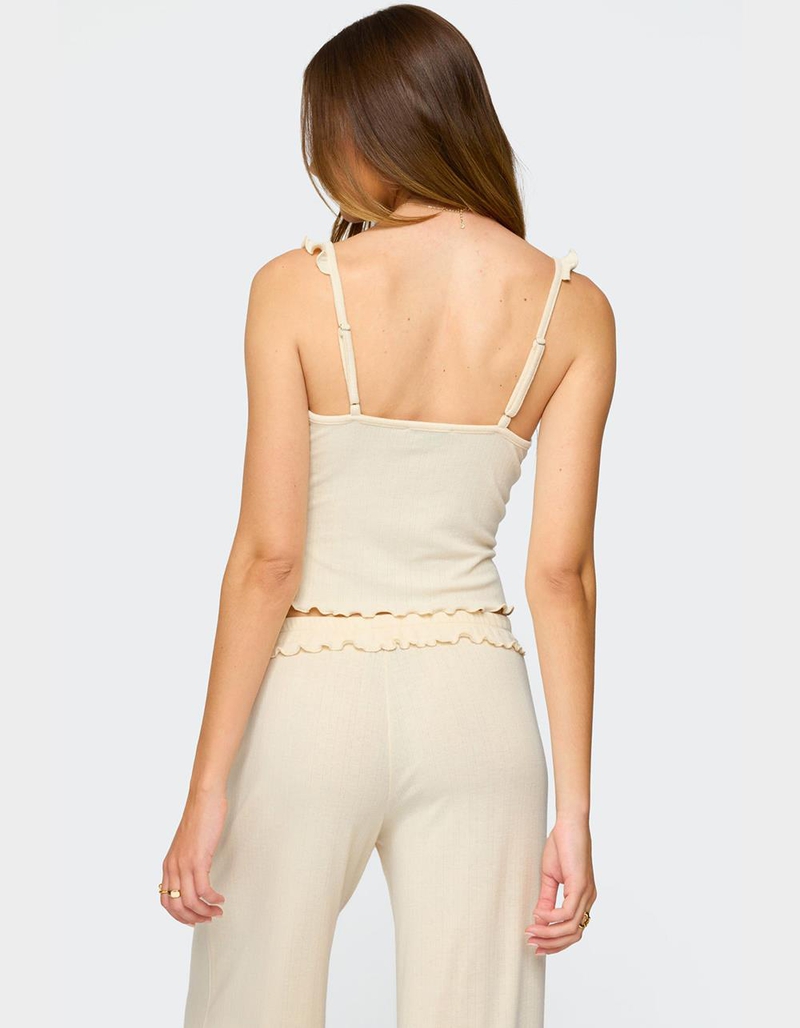 EDIKTED Posy Ruffle Pointelle Tank Top image number 4