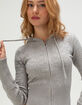 RSQ Womens Pointelle Zip-Up Hooded Sweater image number 4