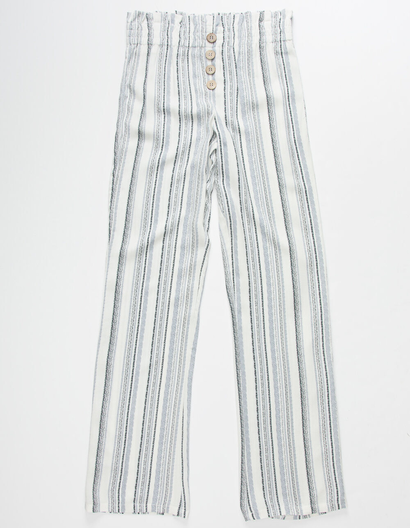 WHITE FAWN Button Stripe Girls Palazzo Pants image number 1