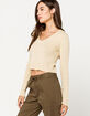 FULL TILT Pointelle V-Neck Womens Crop Sweater image number 2