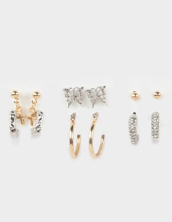 FULL TILT 6 Pack Cross/Butterfly Hoop Earring Set Primary Image