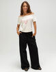 FULL TILT Heart Womens Off The Shoulder Top image number 2