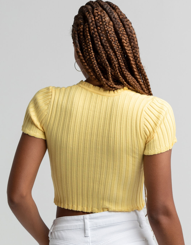 LOVE TREE Womens Ruffle Trim Crop Cardigan image number 2