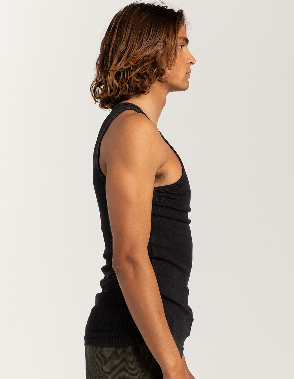 RSQ Mens Washed Fitted Rib Tank Top - BLACK | Tillys