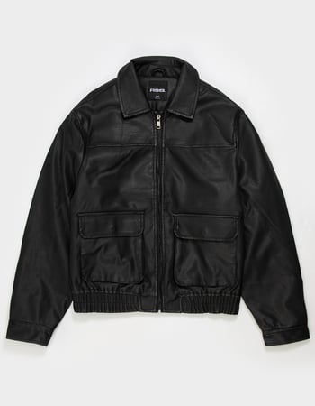 RSQ Mens Vegan Leather Bomber Jacket Primary Image