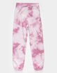 RSQ Tie Dye Girls Pink Fleece Jogger Pants image number 3
