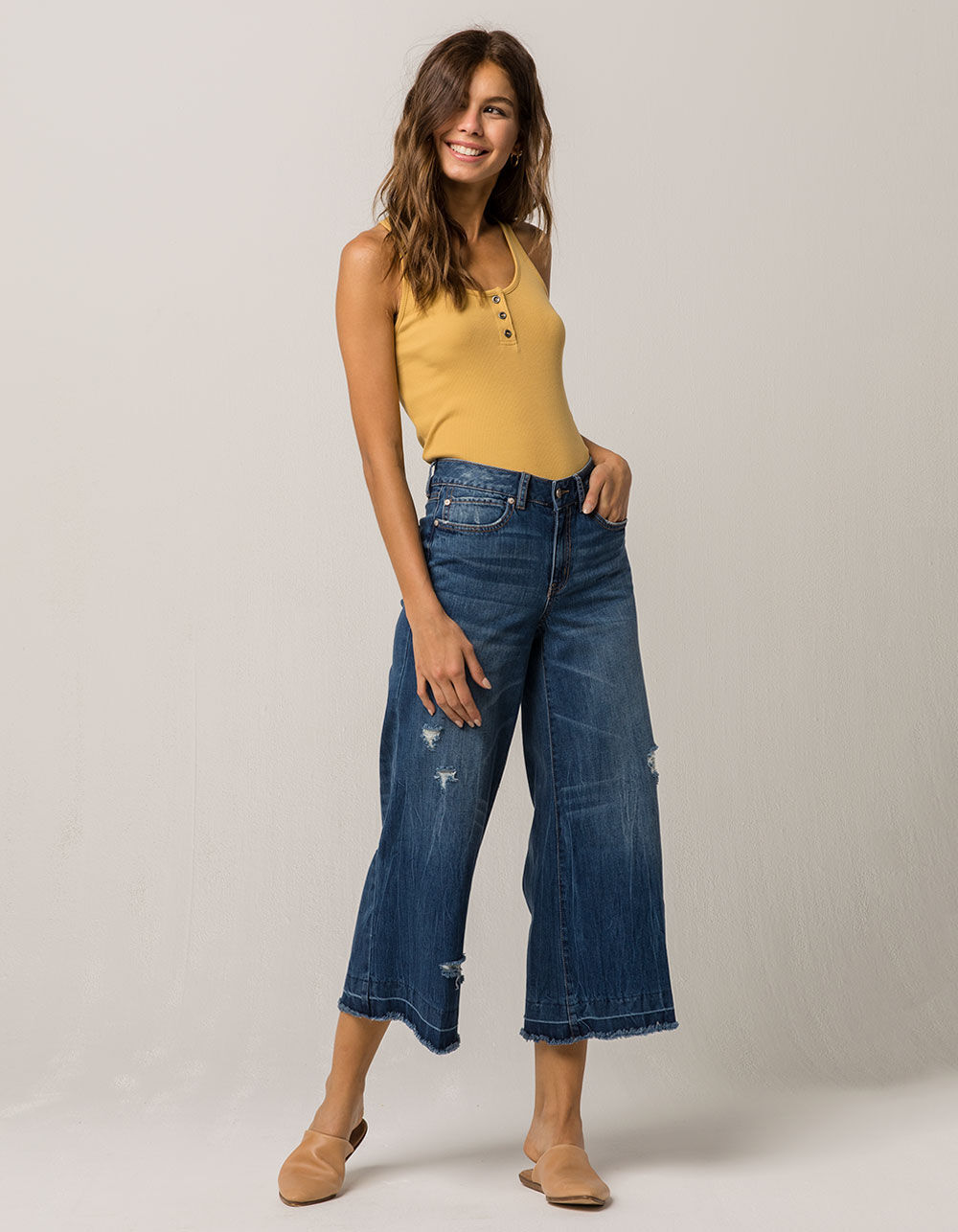 REWASH Crop Wide Leg Womens Ripped 