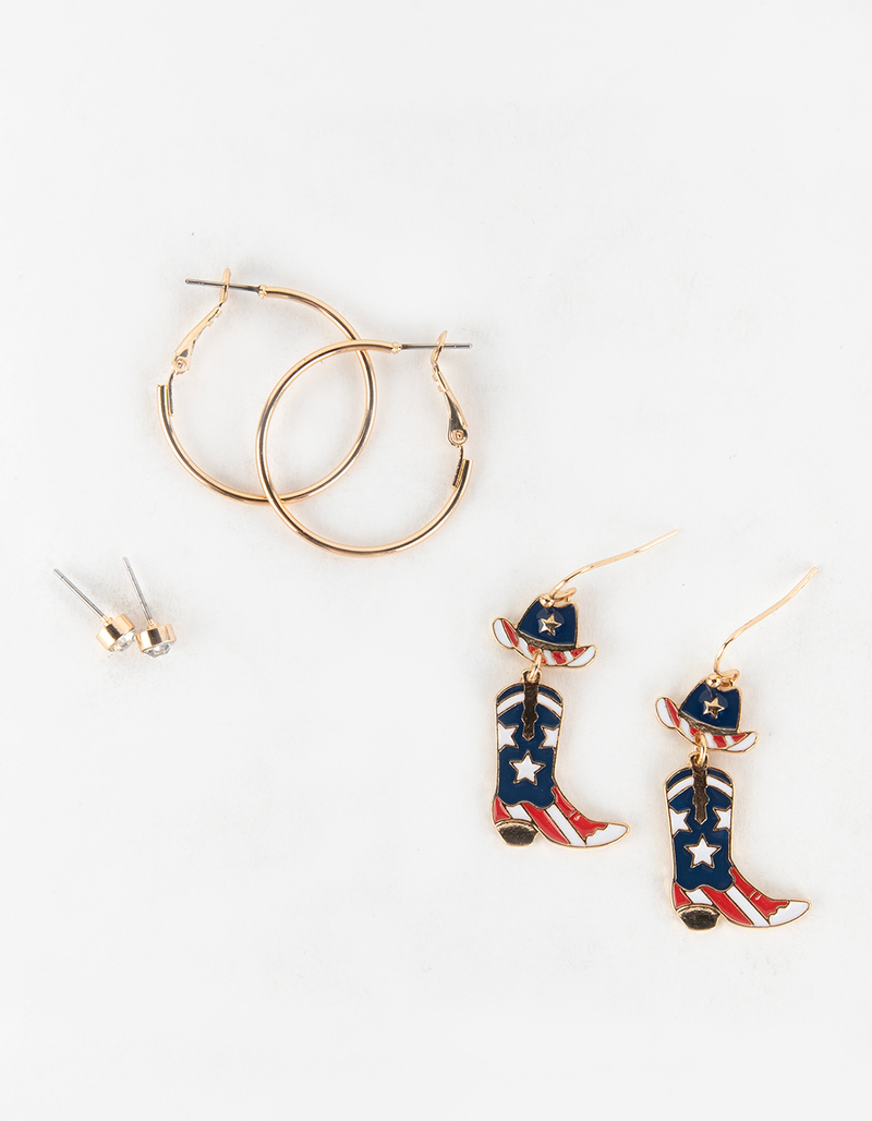FULL TILT 3 Pack Americana Hoop Earring Set image number 1
