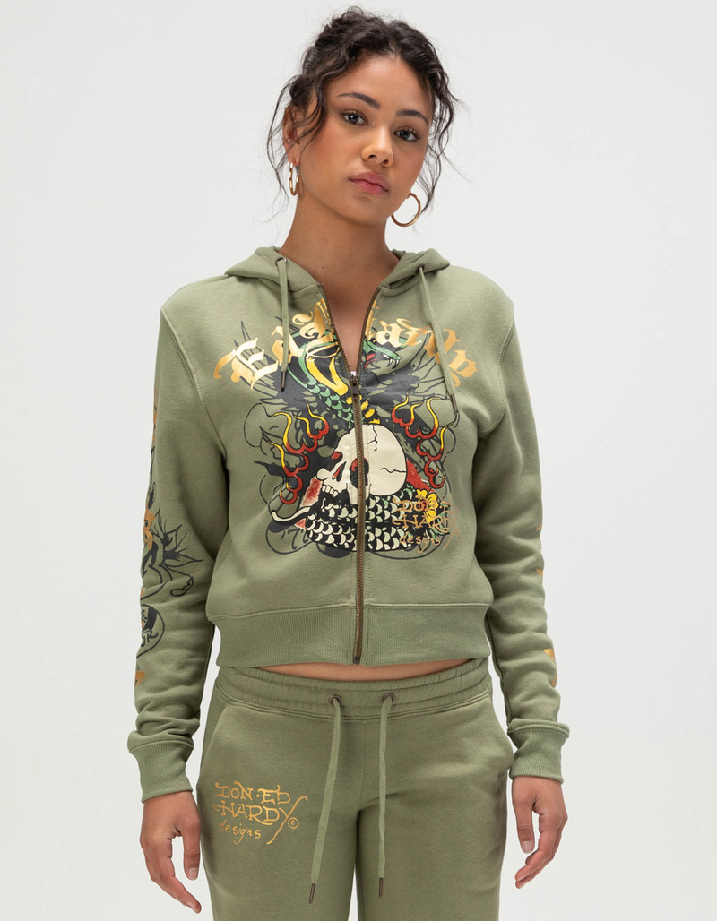 ED HARDY Cobra Flame Womens Zip-Up Hoodie image number 1