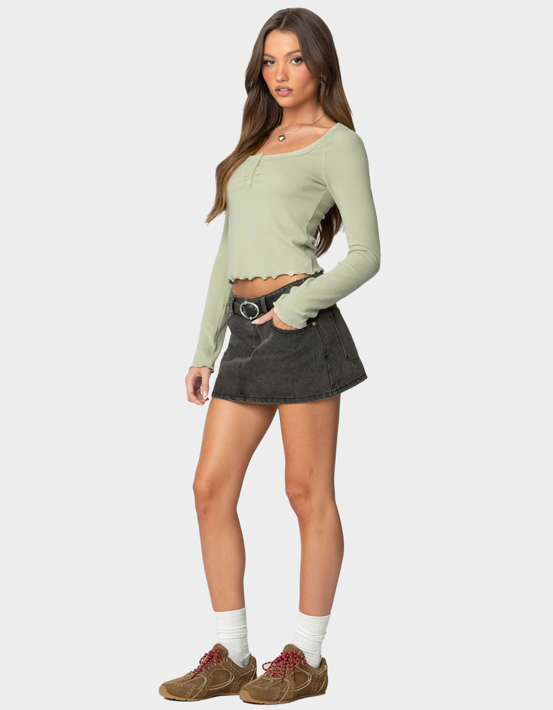 EDIKTED Jayde Ribbed Henley Top image number 3
