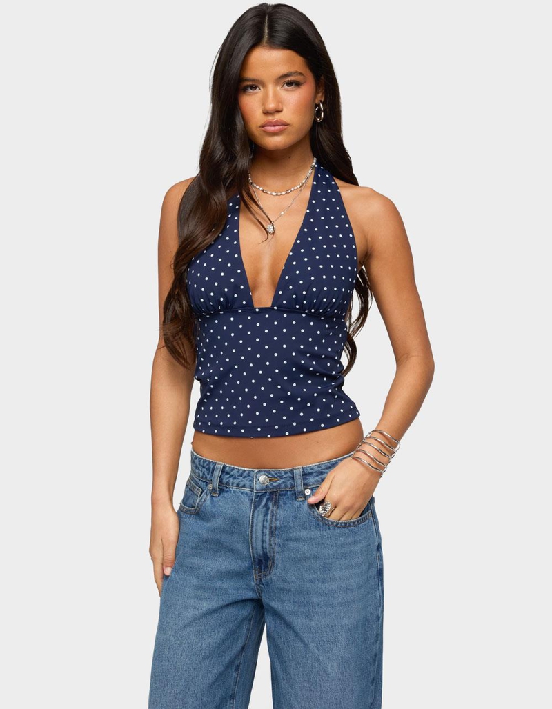 EDIKTED Blaire Polka Dot Halter Top image number 0