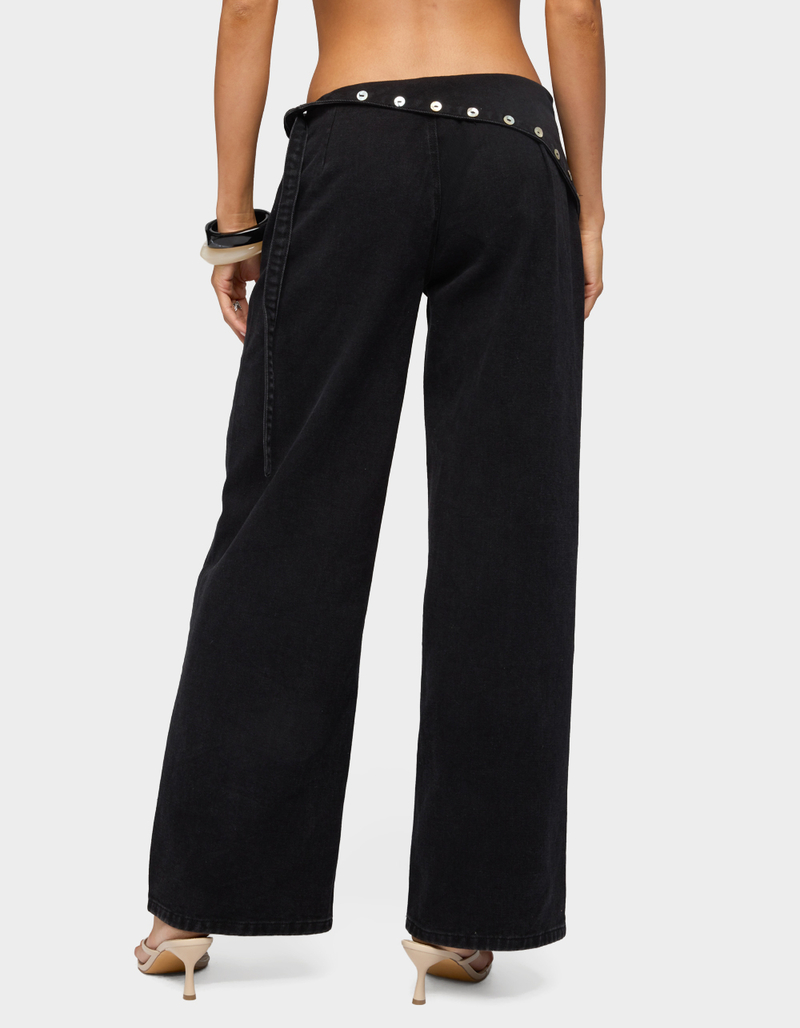 EDIKTED Button Foldover Low Rise Baggy Jeans image number 2