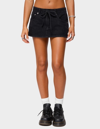 EDIKTED Ziggie Tie Front Denim Mini Skort Primary Image