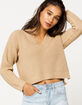 RETROD V-Neck Cream Womens Crop Sweater image number 1