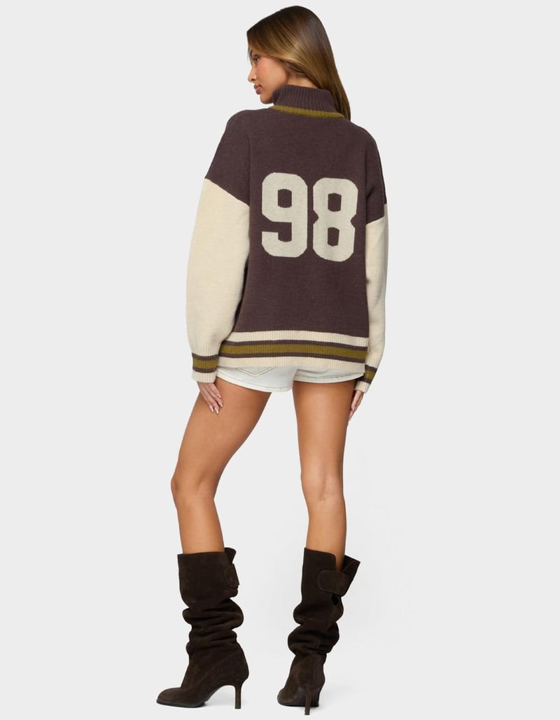 EDIKTED 98 Varsity Zip Up Sweater image number 3