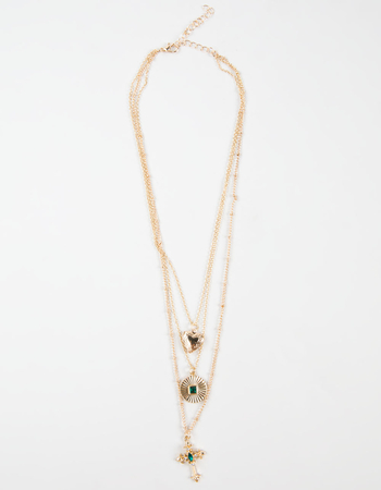FULL TILT Layered Cross/Locket Necklace Primary Image