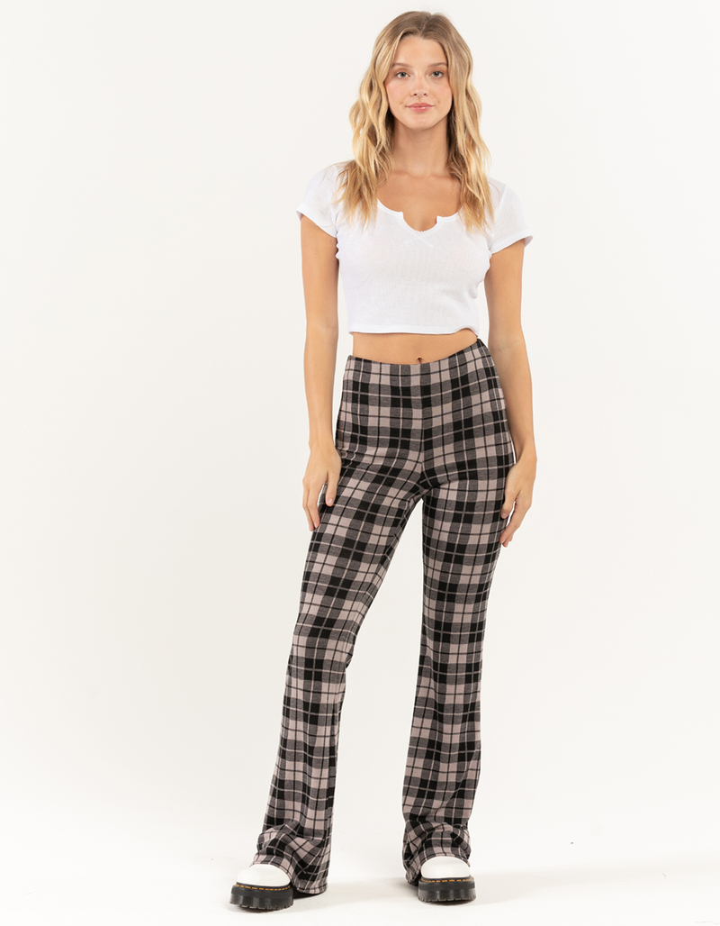 RSQ Plaid Womens Doubleknit Flared Pants image number 4