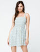 SKY AND SPARROW Ditsy Floral Smocked Blue Dress image number 2