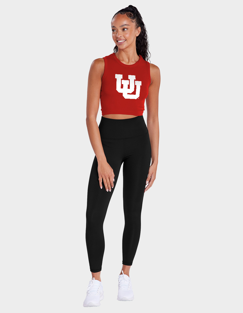 THE UNIVERSITY OF UTAH Distressed Primary Logo Womens Cropped Tank Top image number 1