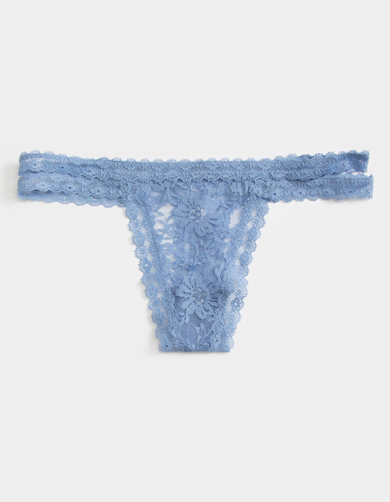 FULL TILT Double Strap Lace Blue Thong Panties image number 0