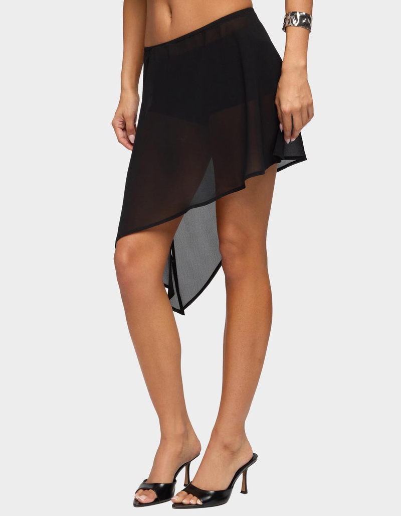 EDIKTED Irenah Asymmetric Sheer Chiffon Midi Skirt image number 1
