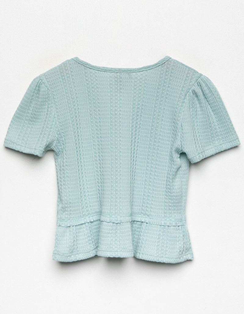 FOR ALL SEASONS Girls Thermal Knit Baby Doll Top SAGE Tillys