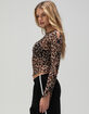 FULL TILT Leopard Bow Long Sleeve Womens Top image number 3