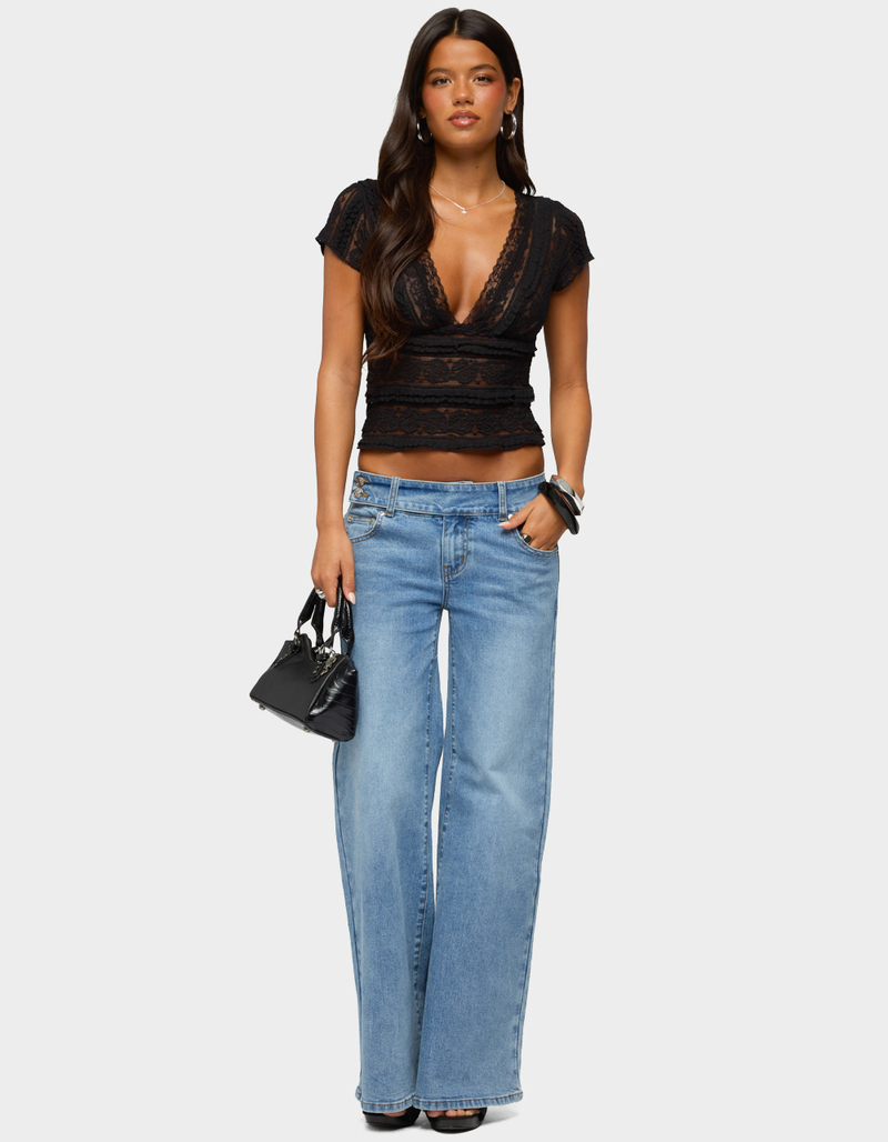 EDIKTED Dale Low Rise Straight Leg Stretchy Jeans image number 4