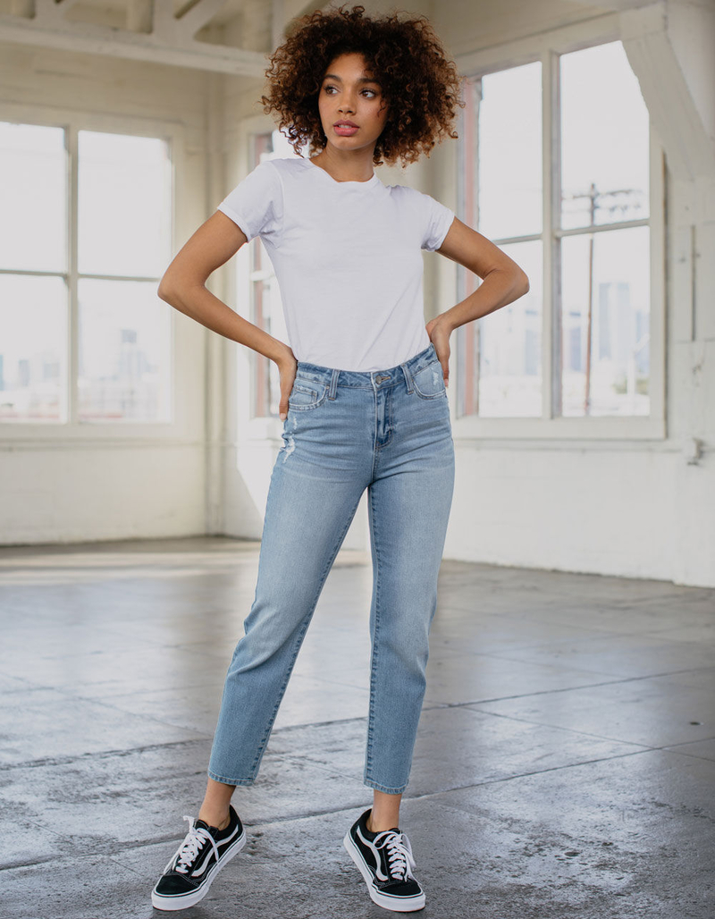 RSQ High Rise Light Wash Womens Straight Leg Jeans image number 0