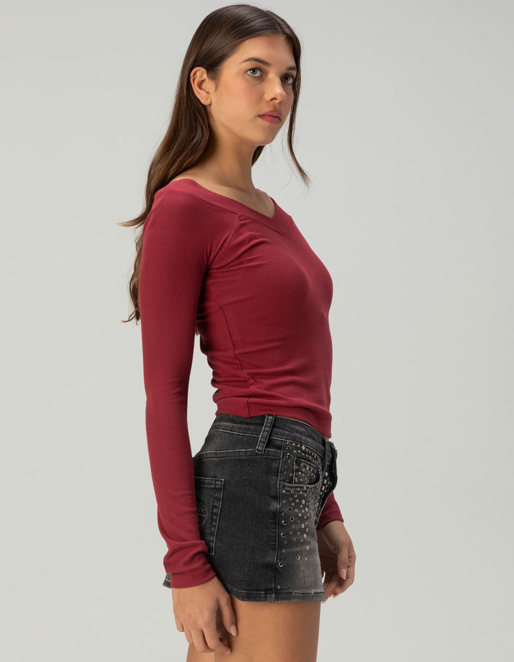 トップス BADBLOOD Rusty Denim V-Neck Long Sleeve Badblood Rusty Denim V-Neck Long Sleeve Blue – BBGSHOPHK