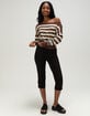 RSQ Womens Off The Shoulder Stripe Banded Bottom Sweater image number 5