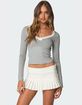 EDIKTED Shayni Lace Trim Long Sleeve Top image number 1