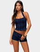 EDIKTED Alita Stretchy Denim Halter Top image number 1