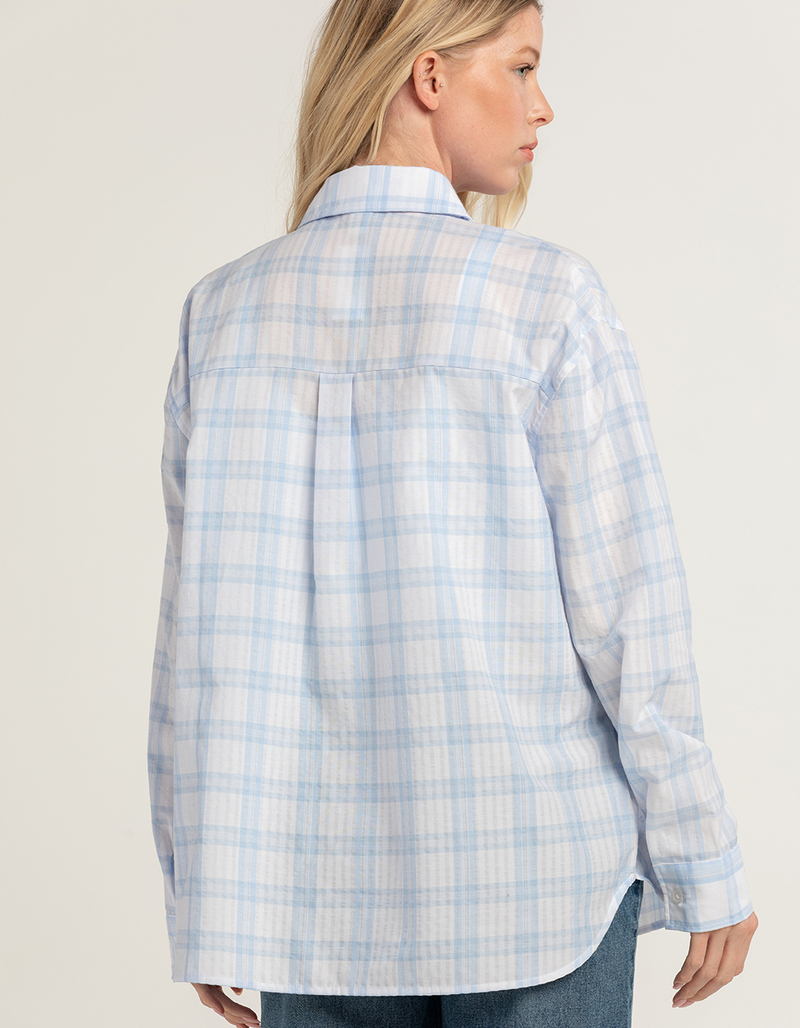 RSQ Womens Lightweight Plaid Boyfriend Shirt image number 2