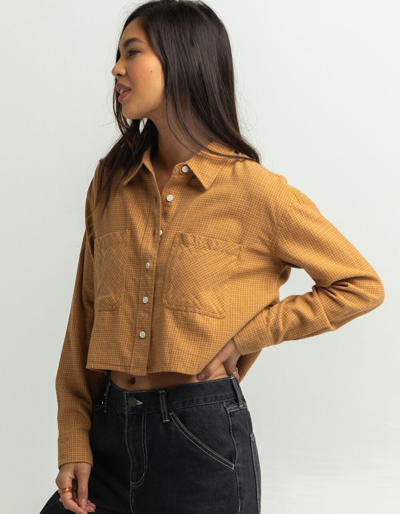 RSQ Checker Womens Crop Flannel image number 1