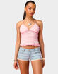EDIKTED Barbie&trade; Backless Striped Crochet Halter Top image number 1