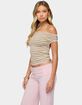 EDIKTED Zory Striped Backless Off Shoulder Top image number 2