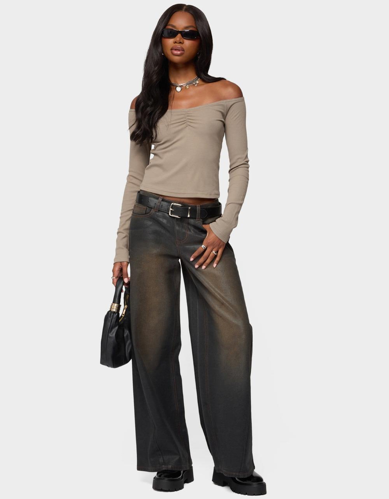 EDIKTED Cambria Ribbed Off Shoulder Top image number 4