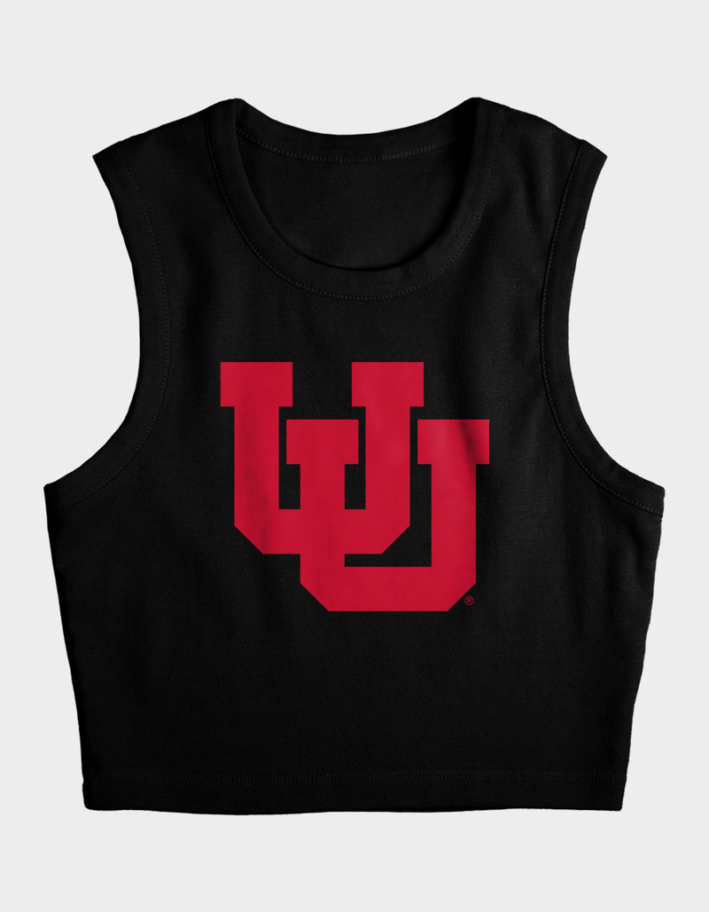 THE UNIVERSITY OF UTAH Distressed Primary Logo Womens Cropped Tank Top image number 3