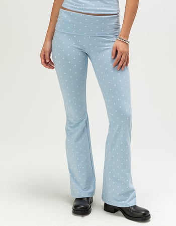 FULL TILT Print Womens Fold Over Flare Pants Alternative Image