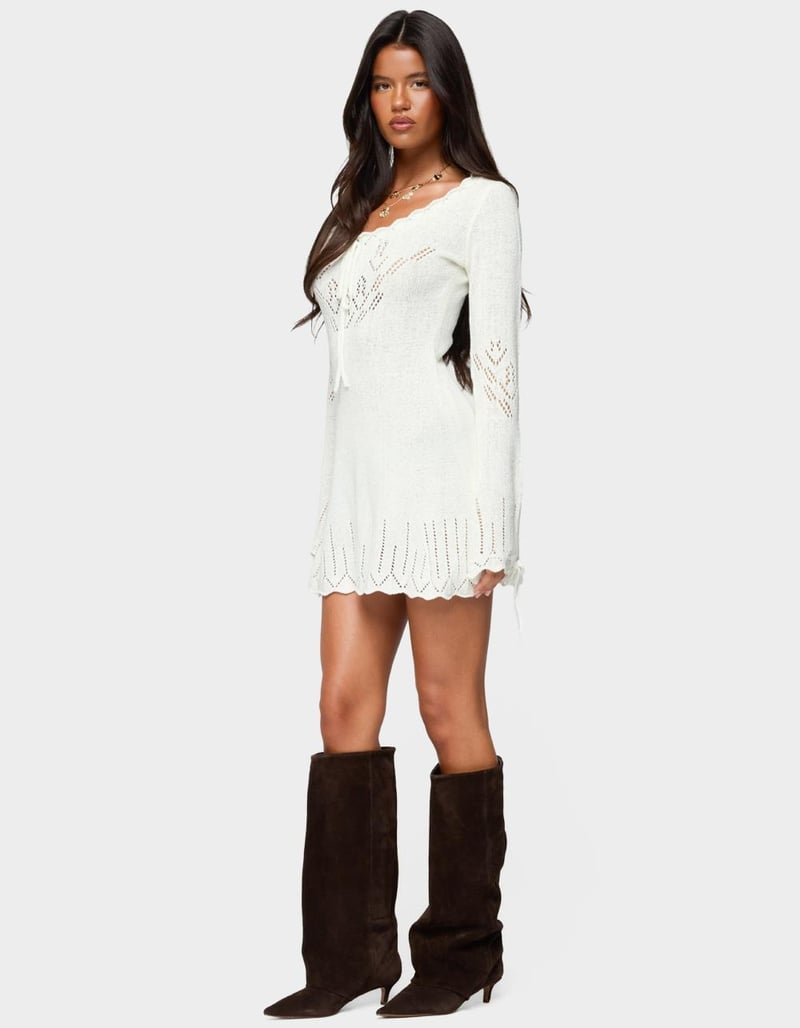 EDIKTED Shaia Pointelle Knit Mini Dress image number 3