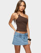 EDIKTED Calista Ribbed One Shoulder Top image number 4