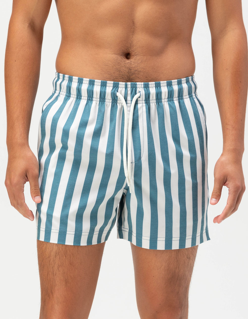 RSQ Mens Bold Stripe Swim Shorts - CADET