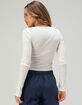 RSQ Womens Long Sleeve Pointelle Bow Cinch Top image number 4