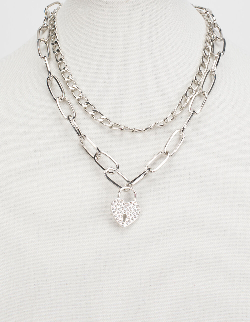 FULL TILT Heart Lock Chunky Chain Necklace image number 1