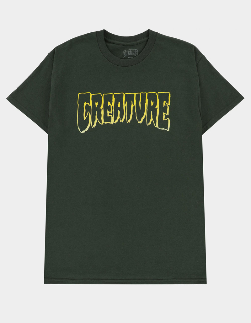 CREATURE Logo Outline Mens Green T-Shirt image number 0