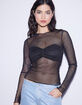 WEST OF MELROSE Sheer Bandeau Womens Long Sleeve Top image number 2