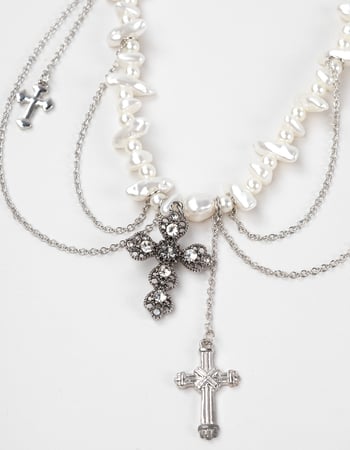 RSQ Pearl/Cross Necklace Alternative Image