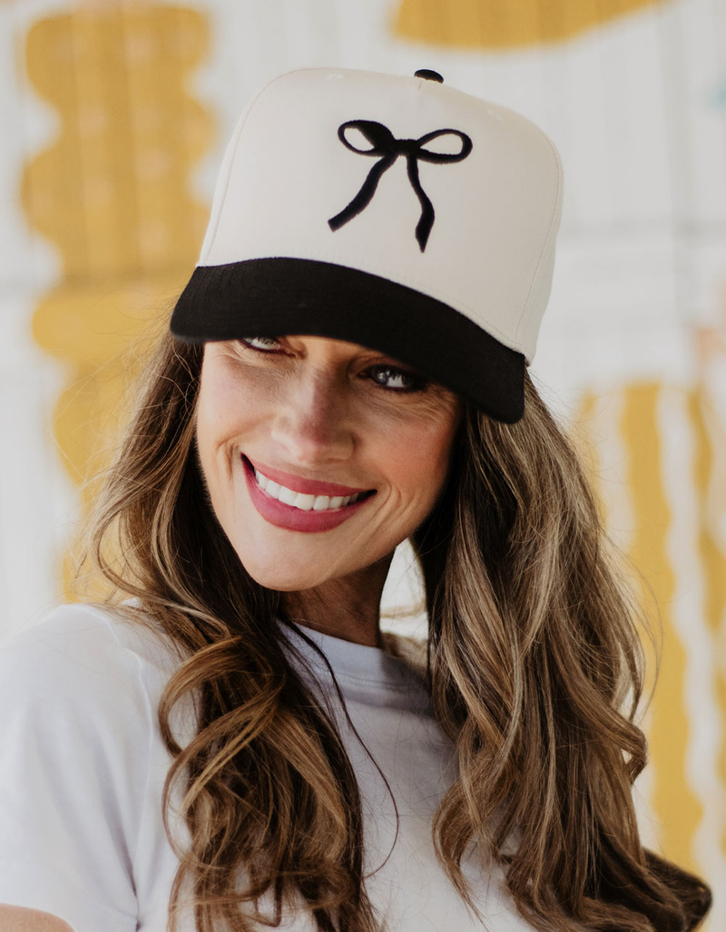 KATYDID Black Coquette Bow Vintage Two-Toned Hat image number 2